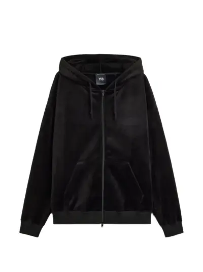 Y-3 logo-print zip-up hoodie - Black