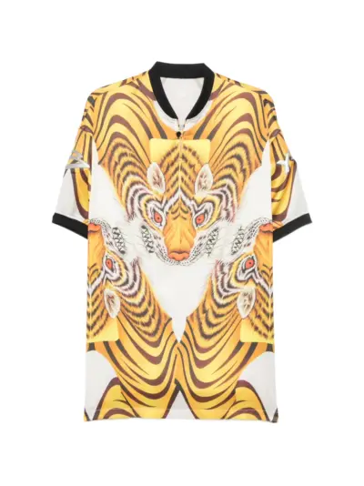 Y-3 tiger-print short-sleeve top - Yellow