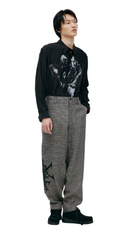 Yohji Yamamoto Grey logo trousers