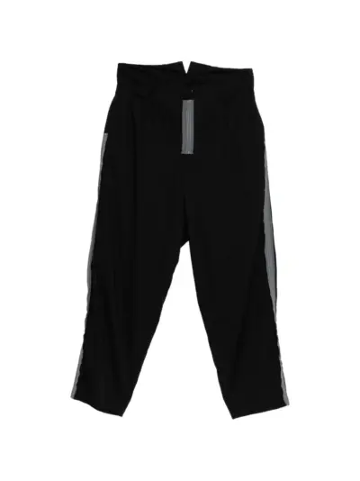 Yohji Yamamoto broad embroidered suspender trousers - Black