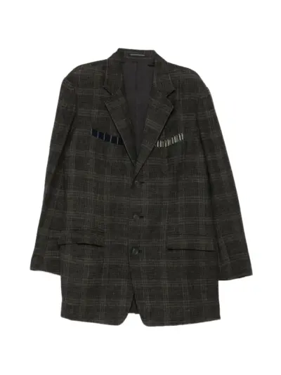 Yohji Yamamoto check-pattern box-pocket blazer - Brown