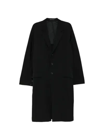 Yohji Yamamoto gabardine tied-cuff coat - Black