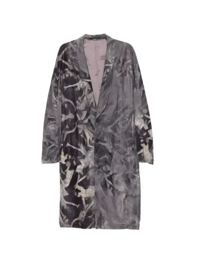 Yohji Yamamoto graphic-print coat - Grey