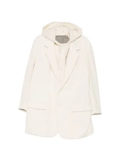 Yohji Yamamoto hooded single-breasted jacket - Neutrals