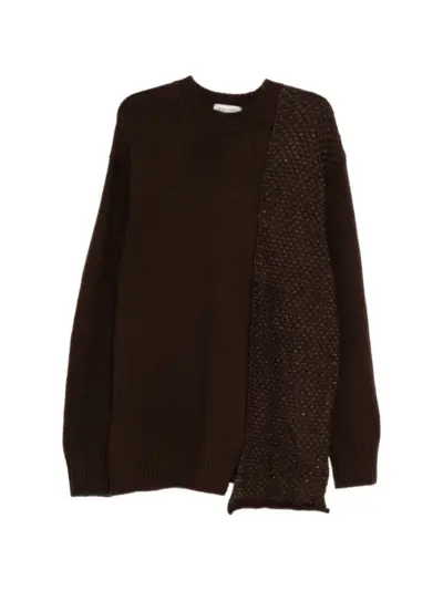 Yohji Yamamoto panelled round-neck sweater - Brown
