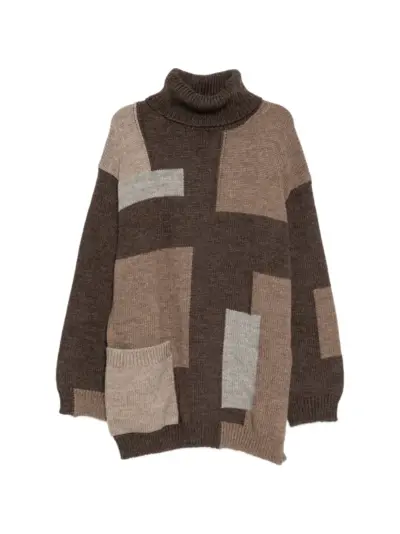 Yohji Yamamoto patchwork sweater - Brown