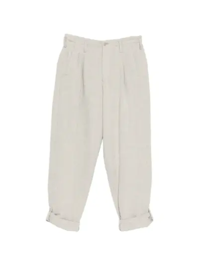 Yohji Yamamoto pleated cuff-tab trousers - Neutrals