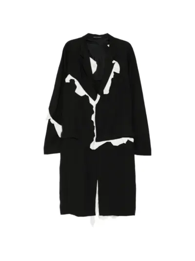Yohji Yamamoto ruffled lapel coat - Black