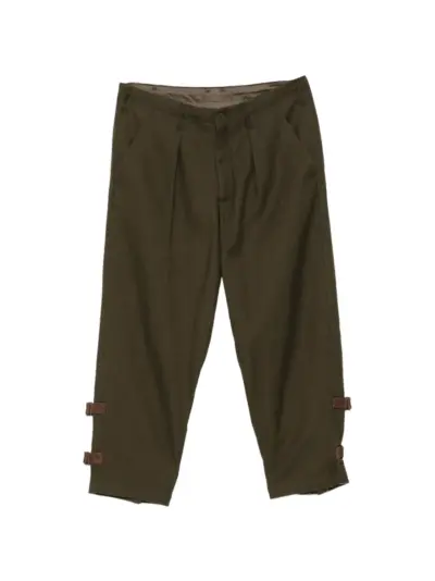 Yohji Yamamoto serge hem belted trousers - Green