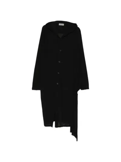 Yohji Yamamoto side-string hooded coat - Black