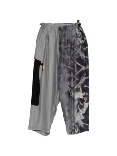 Yohji Yamamoto unbalanced tuck trousers - Grey