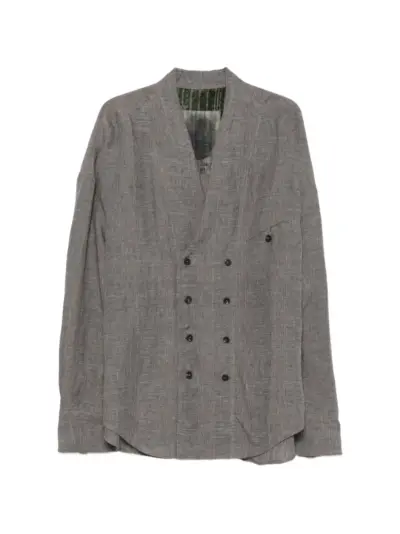 Ziggy Chen Prince of Wales double-breasted jacket - Grey