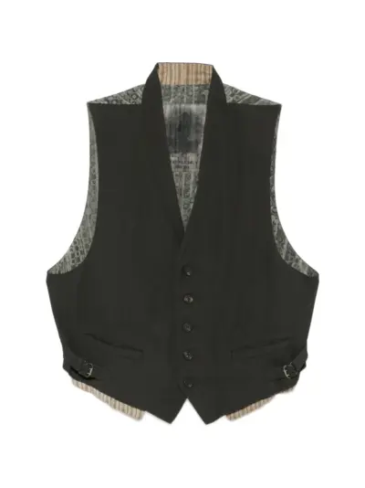 Ziggy Chen patterned-back waistcoat - Green