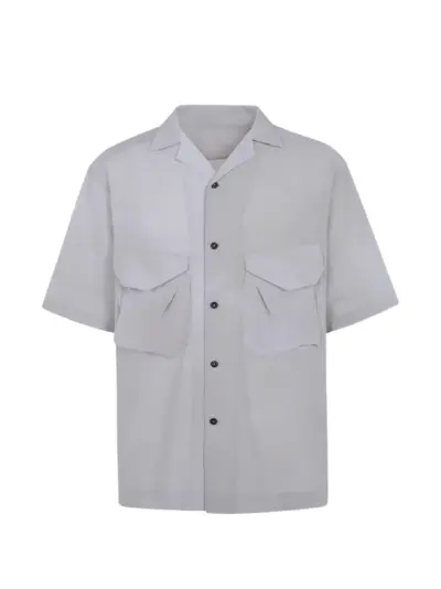 Ziggy Chen short-sleeve flap-pocket shirt - Grey