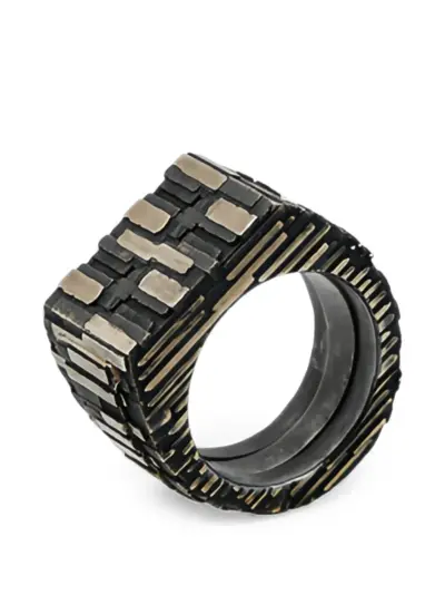 mosais Strata Secret engraved ring - Silver
