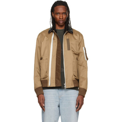 sacai Beige Cotton Chino Bomber Jacket