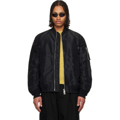 sacai Black Nylon Twill Blouson Bomber Jacket