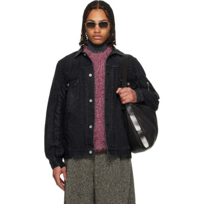 sacai Black Nylon Twill & Denim Jacket