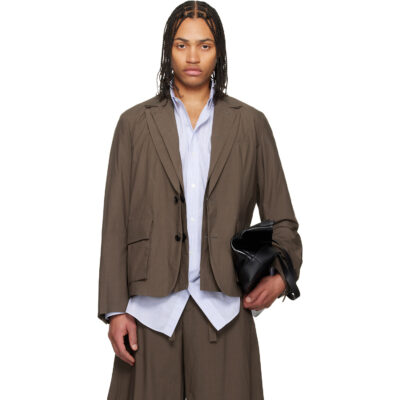 sacai Khaki Cotton Typewriter Blazer