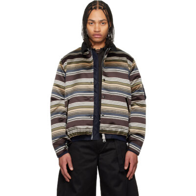 sacai Multicolor Horizontal Stripe Blouson Bomber Jacket