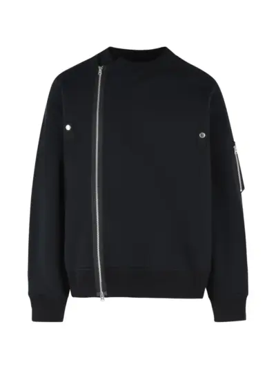 sacai asymmetric-zip jacket - Black
