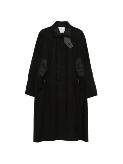 sacai buckle-detail panelled coat - Black