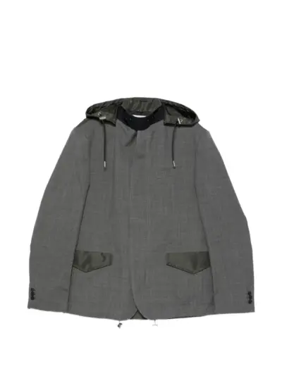 sacai hooded panelled jacket - Grey