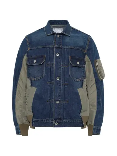 sacai layered-design denim jacket - Blue