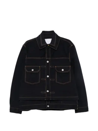 sacai layered-design denim jacket - Blue