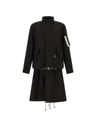 sacai layered ripstop parka - Black