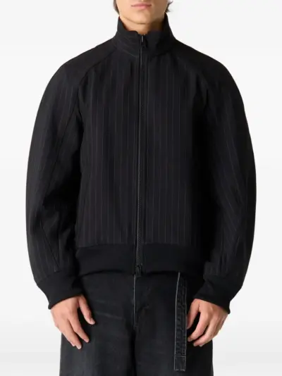 sacai pinstripe bomber jacket - Black