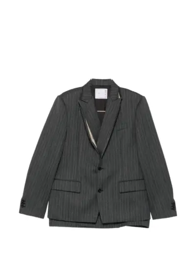 sacai pinstripe-pattern buttoned blazer - Grey