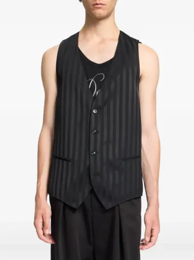 Ann Demeulemeester Juikko striped satin waistcoat - Black