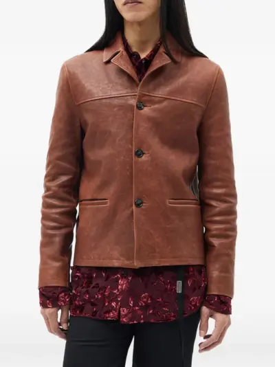 Ann Demeulemeester Pareli leather jacket - Brown