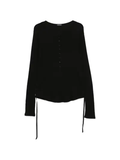 Ann Demeulemeester ruched-detail button-up sweater - Black