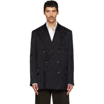 Dries Van Noten Black Oversized Jacquard Blazer