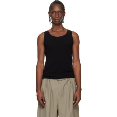 Dries Van Noten Black Rib-Knit Tank Top