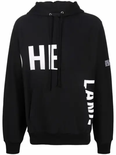 Helmut Lang logo-print pullover hoodie - Black