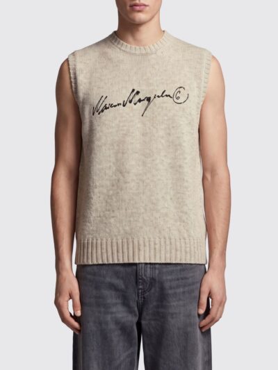 MM6 MAISON MARGIELA Crewneck Wool Blend Knit Vest with Contrast Logo