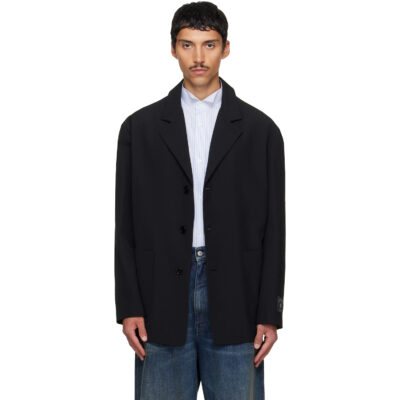 MM6 Maison Margiela Black Wool Blend Suit Blazer