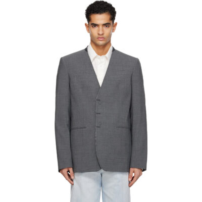 MM6 Maison Margiela Gray Collarless Blazer