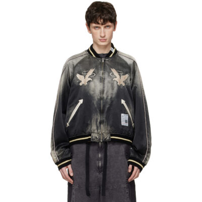 Maison MIHARA YASUHIRO Black Sun Faded Like Souvenir Bomber Jacket