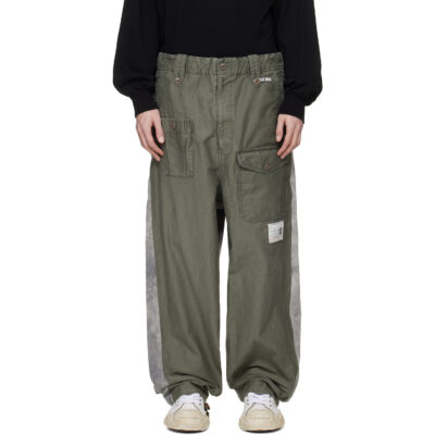Maison MIHARA YASUHIRO Khaki Sweat Pants Combined Cargo Pants