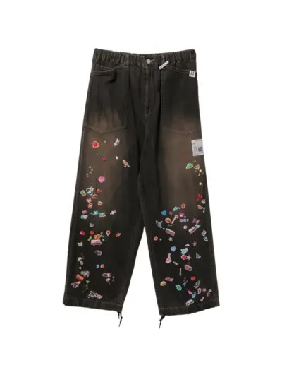 Maison MIHARA YASUHIRO all-over graphic print jeans - Black