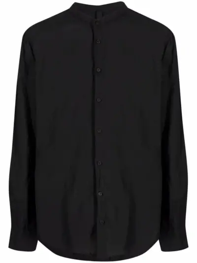 Poème Bohémien collarless cotton shirt - Black