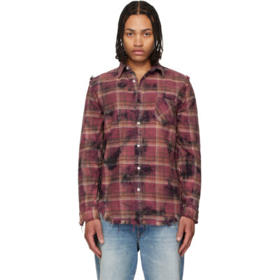 R13 Purple Shredded Seam Drop Neck Shirt