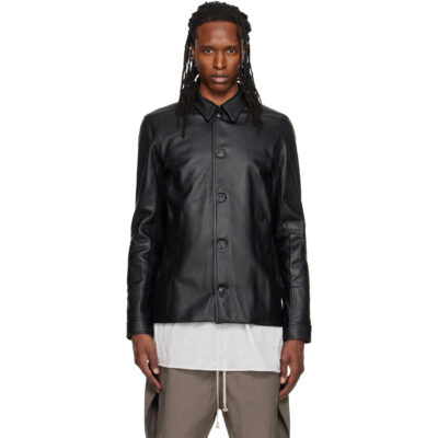 Rick Owens Black Buttoned Brad Leather Jacket