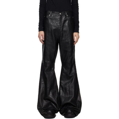 Rick Owens Black Temple Bolan Bootcut Leather Pants
