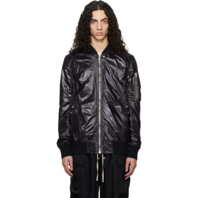 Rick Owens Black Temple Classic Flight Bomber Jacket