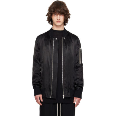Rick Owens Black Temple Classic Flight Bomber Jacket
